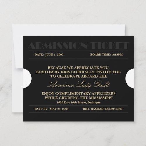 Admission Ticket 425x55 Invitations