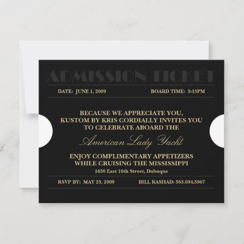 Admission Ticket 4.25x5.5 Invitations