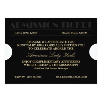 Admission Ticket 5x7 Invitations
