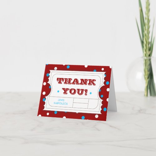 Admission Ticket Carnival Color Thank You Card