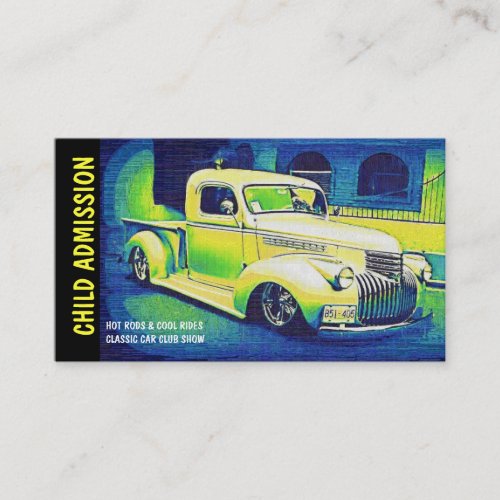 Admission Ticket for Classic Auto Show or Club Business Card Template