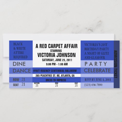 Admission Ticket Invite Blue