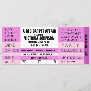Admission Ticket Invite [pink] by TreasureTheMoments at Zazzle