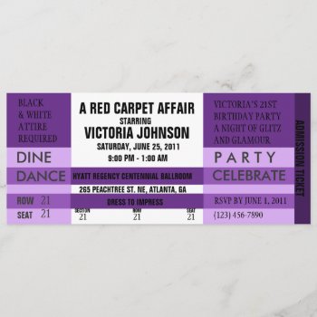 Admission Ticket Invite [purple] by TreasureTheMoments at Zazzle