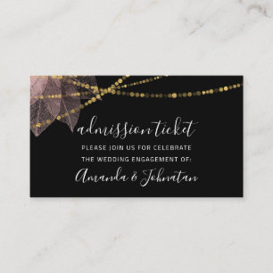 Admission Ticket Wedding Gold Black Rose Floral
