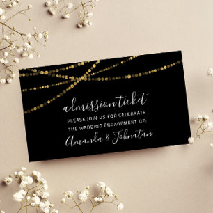 Admission Ticket Wedding Gold Lights Black White
