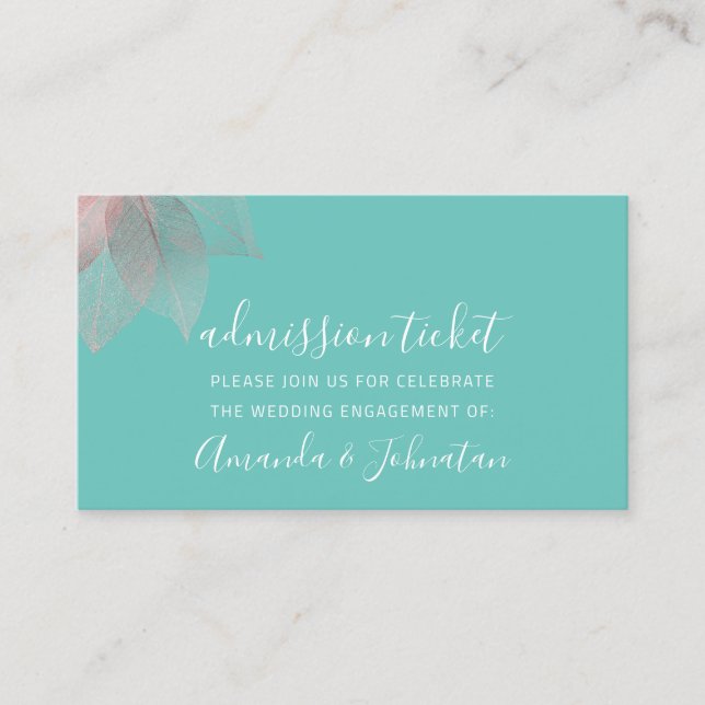 Admission Ticket Wedding White Rose Floral (Front)