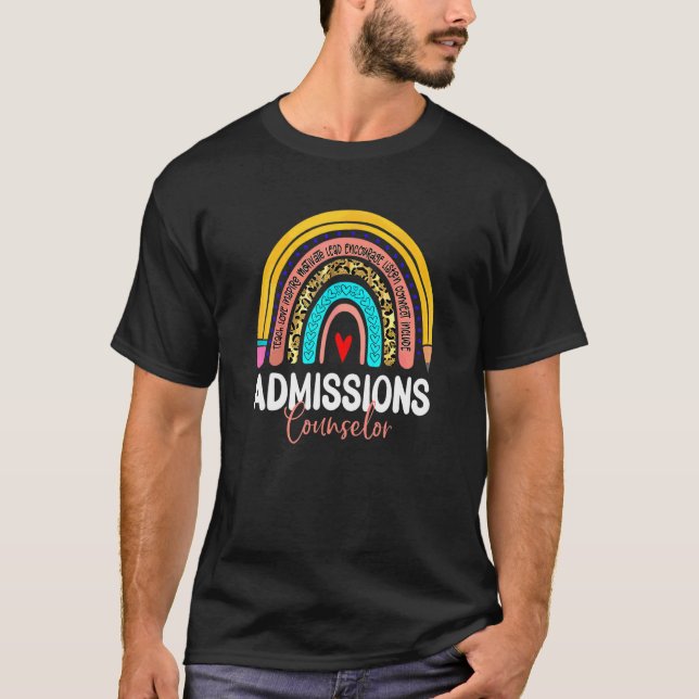 Admissions Counselor Leopard Rainbow Back To Schoo T-Shirt (Front)