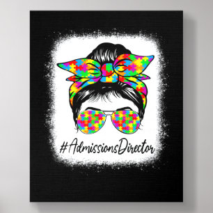 Admissions Director Messy Bun Women Autism Awarene Foam Core Photo Tile