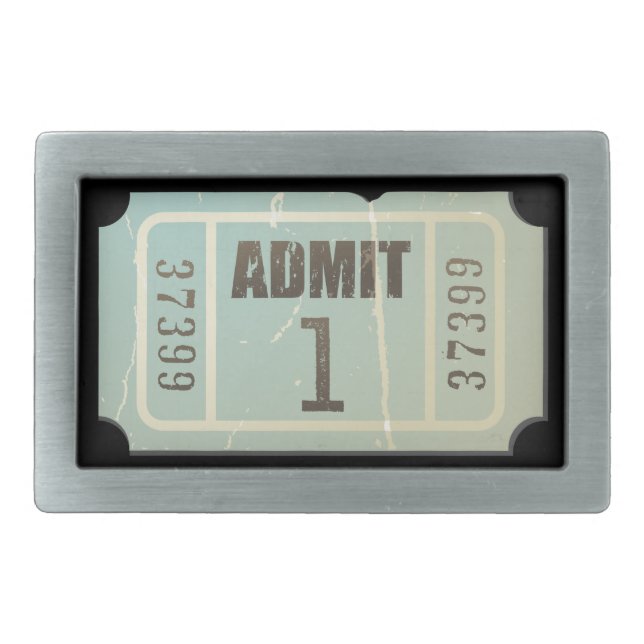 Admit 1 Vintage Movie Ticket Belt Buckle (Front)