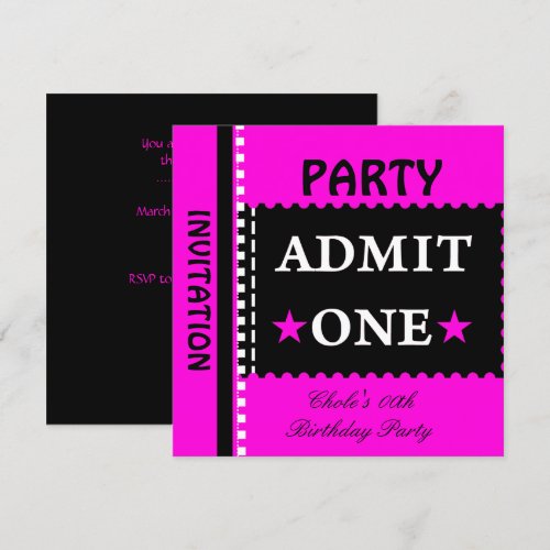 Fun Birthday Party Girls Teen Tweens Hot Pink Custom Invites