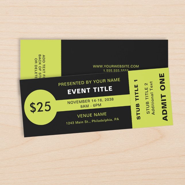 Admit One Black Green Event Template Raffle Tickets (Admit One Black Green Event Template Raffle Tickets)