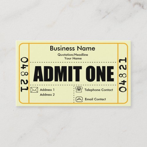 Admit One Business Card