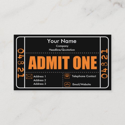 Admit One Business card
