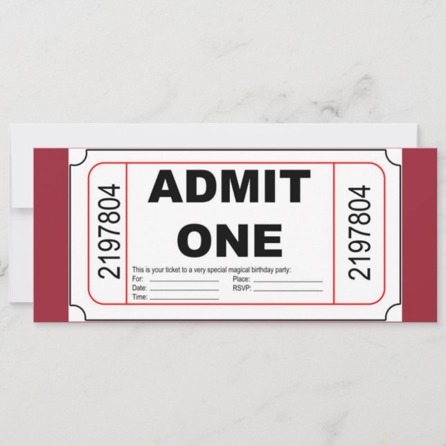 Admit One Cool Event Invitation (Front)