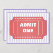 Admit One Movie Party Red Periwinkle Invitation (Front/Back)