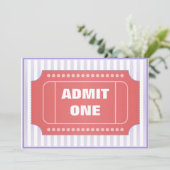 Admit One Movie Party Red Periwinkle Invitation (Standing Front)