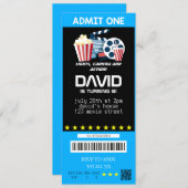 Admit One Movie Party Ticket Boy Birthday Tickets Invitation (Front/Back)