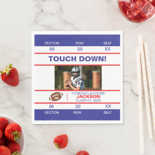 Admit One Red and Blue Graduation Football Theme Napkins