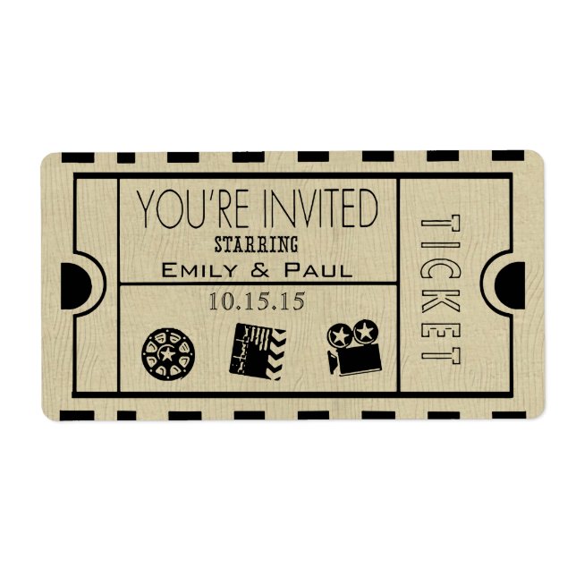 Admit One Save the Date Label (Front)