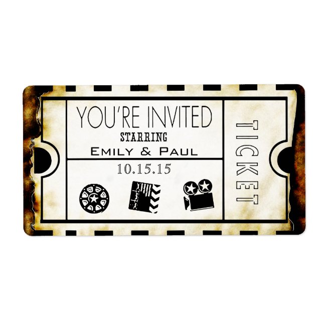 Admit One Save the Date Label (Front)