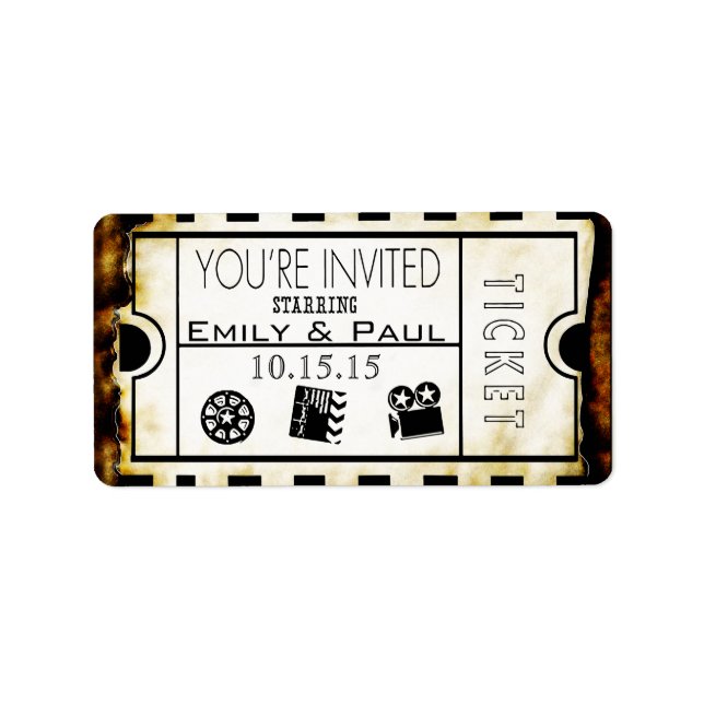 Admit One Save the Date Label (Front)