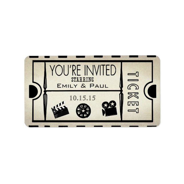 Admit One Save the Date RickRack Trim Label (Front)