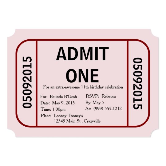 admit one ticket birthday