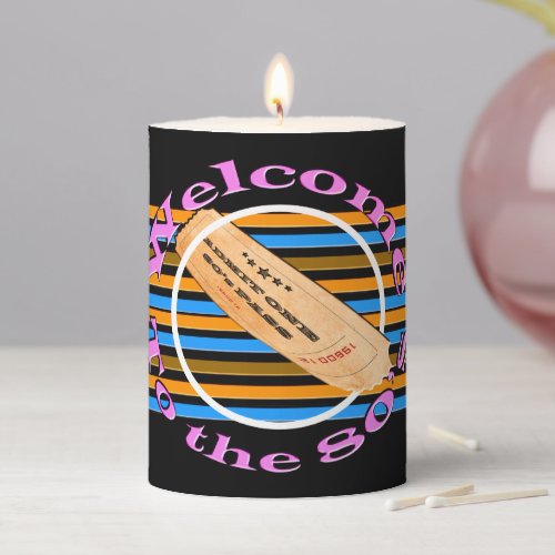 Admit one ticket _ to the 80s  pillar candle