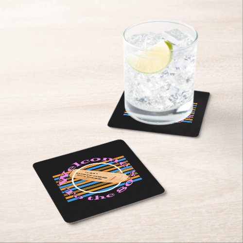 Admit one ticket _ to the 80s  square paper coaster