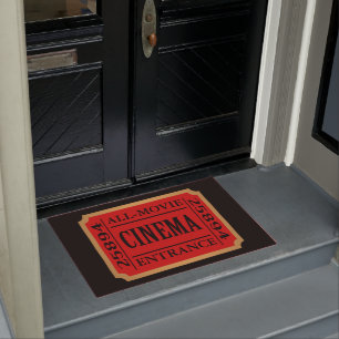 Admit One Vintage Cinema Ticket Custom Doormat