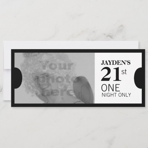 Admit one VIP 21st birthday party photo invite