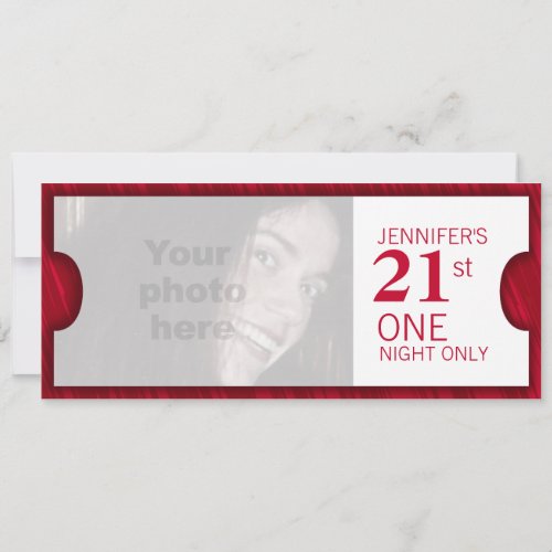 Admit one VIP 21st birthday party photo invite