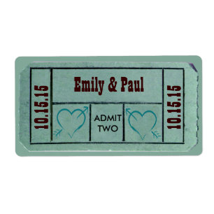 Admit TWO Save the Date TICKET Label