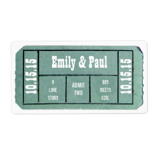 Admit TWO Save the Date TICKET Label