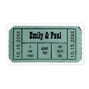 Admit TWO Save the Date TICKET Label