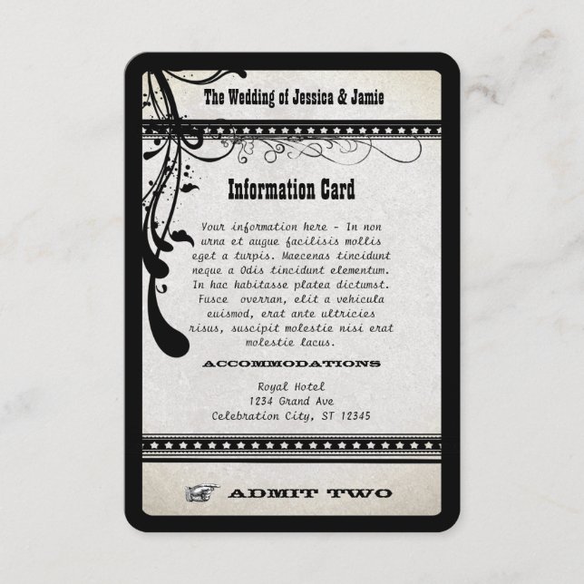 Admit Two Vintage Showbill Information Enclosure (Front)