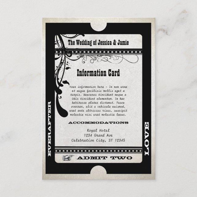 Admit Two Vintage Showbill Information Enclosure (Front)