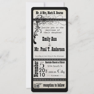 Admit Two Vintage Showbill Wedding Invitaions Invitation