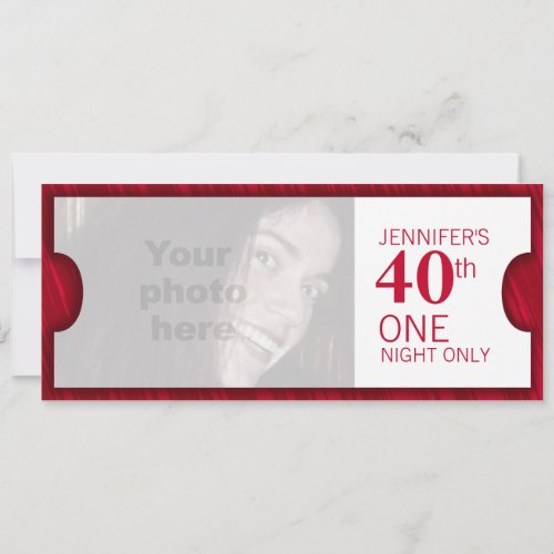 Admit two VIP 40th birthday party photo invite
