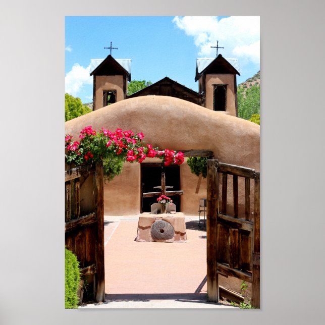 Adobe Church Sanctuario Chimayo New Mexico Photo Poster (Front)