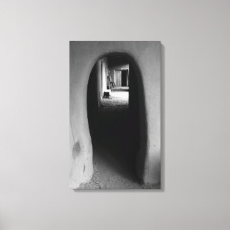 Adobe Doorway Architecture Black & White Photo Canvas Print