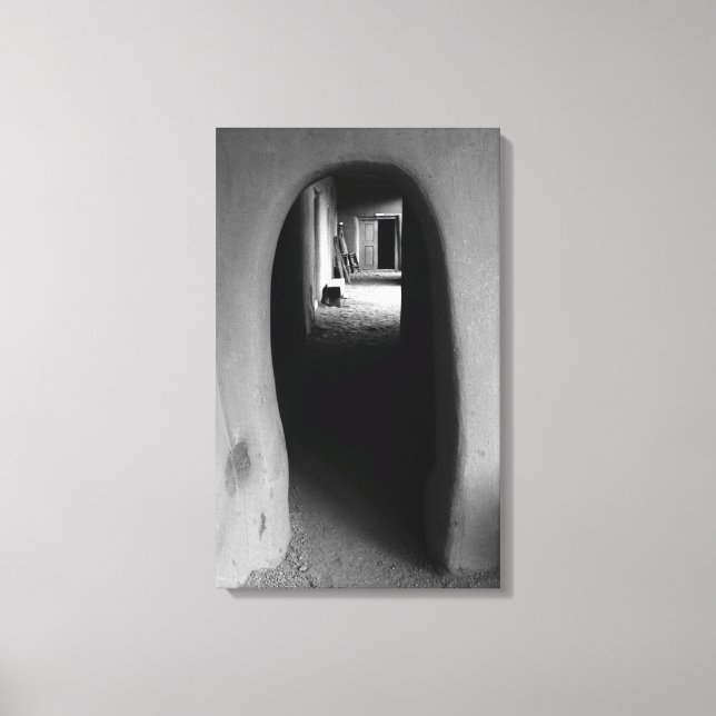 Adobe Doorway Architecture Black & White Photo Canvas Print (Front)