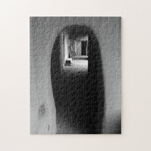 Adobe Doorway Architecture Black  White Photo Jigsaw Puzzle