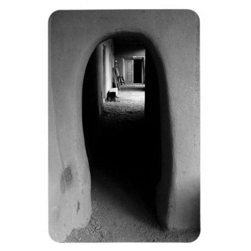 Adobe Doorway Architecture Black  White Photo Magnet