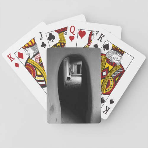 Adobe Doorway Architecture Black  White Photo Poker Cards