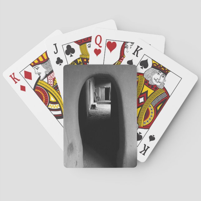 Adobe Doorway Architecture Black & White Photo Poker Cards (Back)