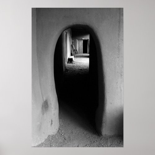 Adobe Doorway Architecture Black  White Photo Poster