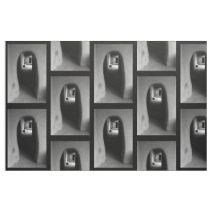 Adobe Doorway Black and White Photo Fabric