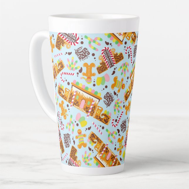 Adobe Gingerbread House with Gum Drops Latte Mug (Left Angle)